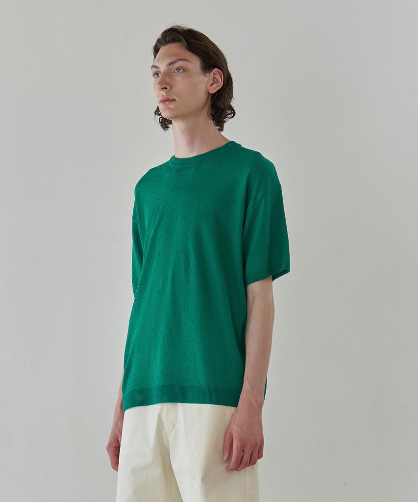 KNITTED Cool Summer Essential Round Short Sleeve Knit Tee Green