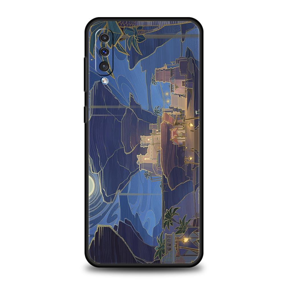 Чехол для телефона Genshin Impact Landscape для Samsung A54 A52 A14 A50 A70 A10 A30 A40 A20S A20E A02S A12 A22 A34 A42 A32 5G A04s