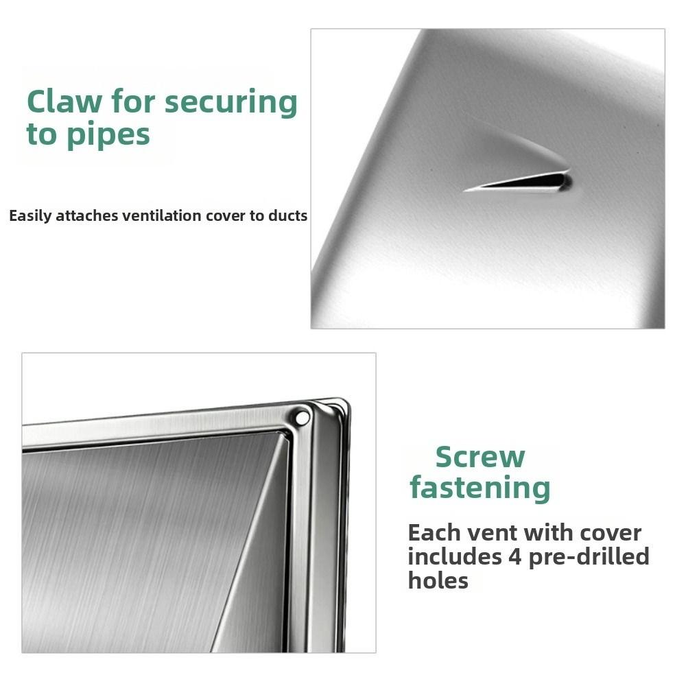 Durable 4" 5" 6" Air Vent Black/Silver Square Extract Valve Stainless Steel Ventilator Ducting System