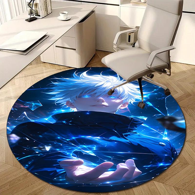 1pc Gojo Satoru Print Round Carpet Chair Round Carpet Suitable for Bedroom Living Room Home Decorative Carpet