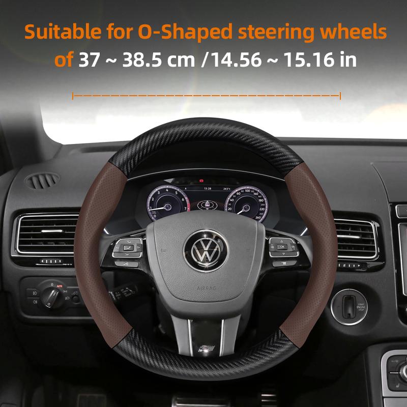vcxja9 Suitable for Volkswagen Breathable Leather Matte Carbon Fiber Texture Steering Wheel Cover Suitable for Polo Golf 5 6 7 Gol Cc Passat B6 B8