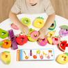 Деревянная игрушка для нанизывания фруктов, обучающие игрушки, мелкая моторика, координация, игра со шнуровкой бусин