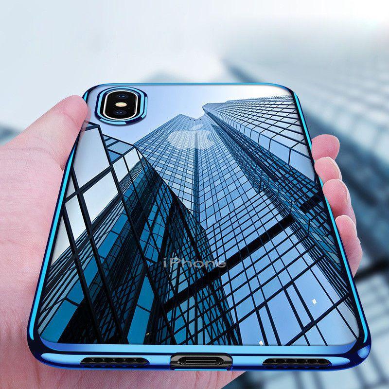 Чехол для iPhone X 8 7 6s Plus, гальванизированный, силиконовый, ультратонкий, прозрачный, мягкий
