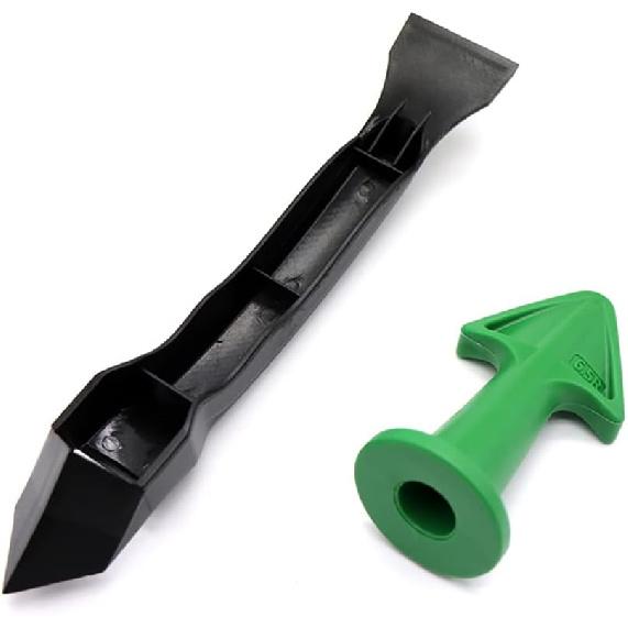 Caulking Tool Kit with Plastic Shovel Scraper 3 Different Size Nozzles for Kitchen Bathroom Floor Sealant Caulk Window Sink Joint