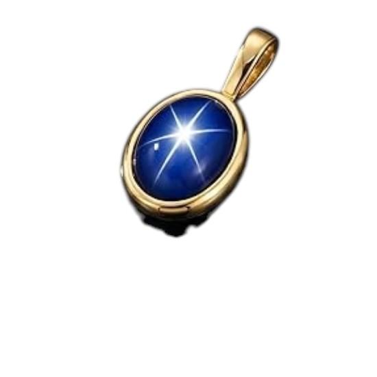 6 Rays Star Blue Sapphire Necklace Oval Shape 925 Sterling Silver, September Birthstone, Minimalist Jewelry, Handmade Style Pendant