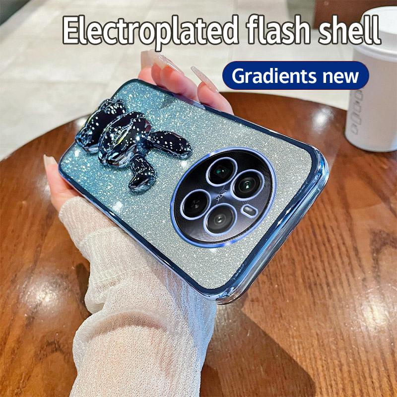 Чехол для Realme 12 Pro 5G/12 Pro+ 5G PC+ТПУ Гальваническое покрытие Блестящий Кролик Чехол для телефона