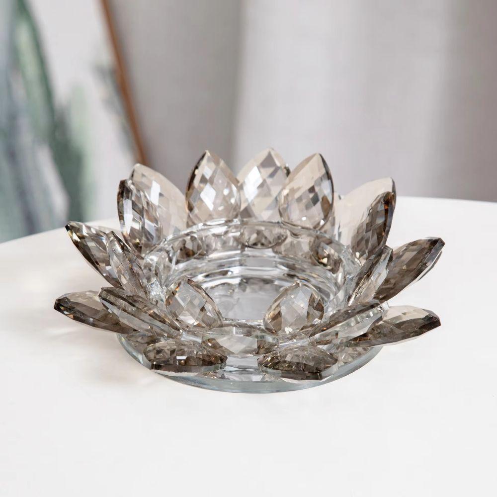Colorful Crystal Lotus Ornament Thicken Crystal Lotus Candlestick Lotus Candle Holder Living Room
