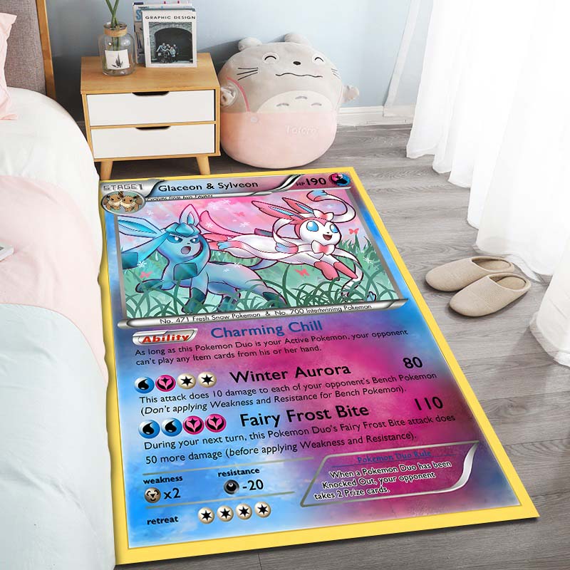 3D P0kemon Eevee Clan Cards Pattern Printed Carpets Living Room Bedroom Sofa Floor Mat Modern Large Area Decorative Rugs Gifts