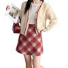 2024 High-Waist Plaid Woolen A-Line Skirt: Autumn/Winter College Style