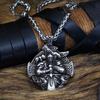 New Viking Warrior Stainless Steel Odin Riding Crow Hammer Pendant Necklace for Men and Women Jewelry Gift