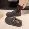 Women's velvet cotton scoop loafers round head thin warm season Birkenstocks woolen felt shoes one pedal