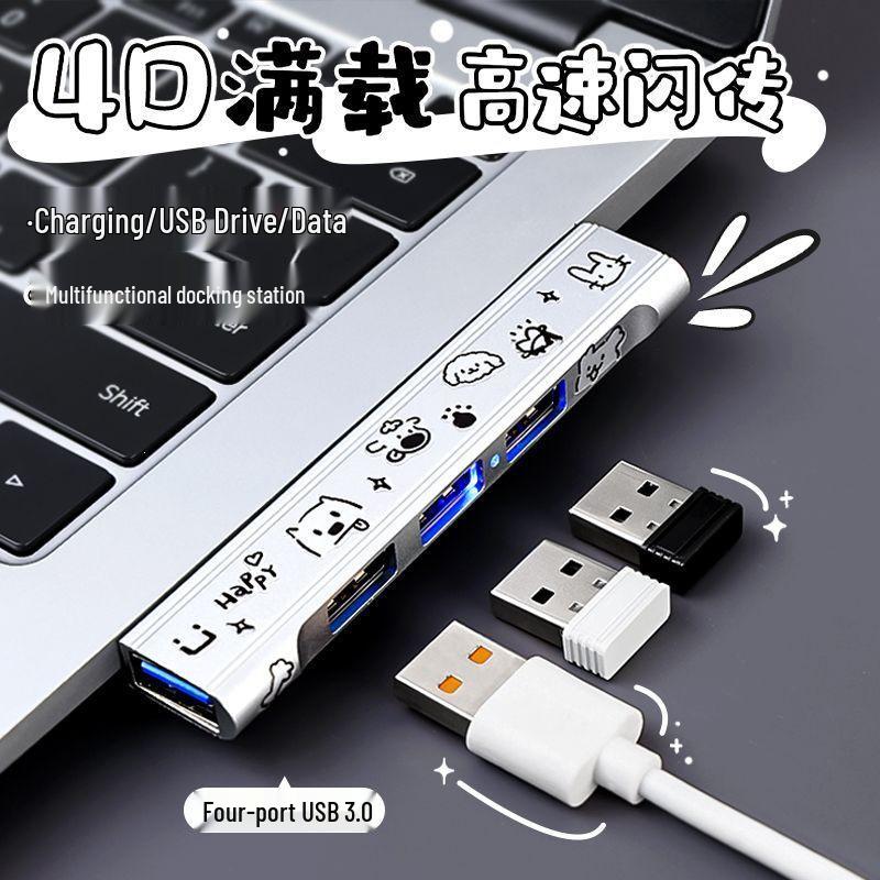 Многопортовый USB 3.0 хаб для ноутбука: Универсальный конвертер-док-станция 4-в-1