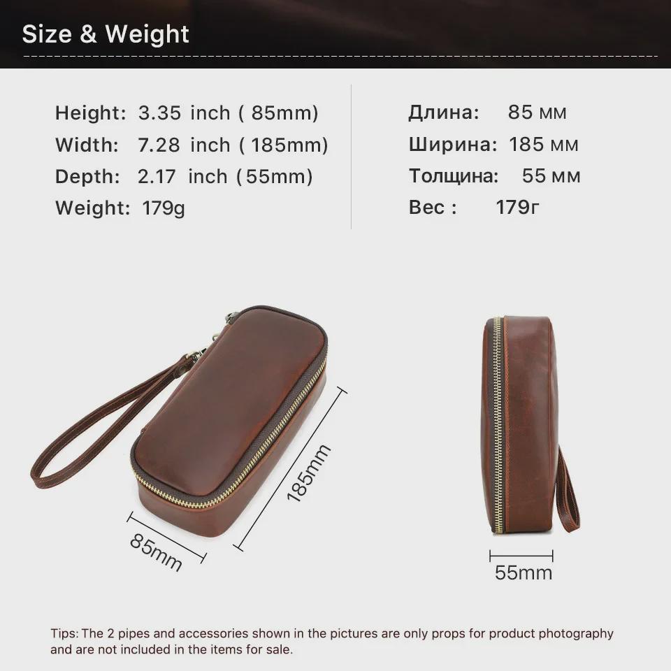 Винтажная сумка для курительной трубки Crazy Horse из кожи с ремешком на запястье - многофункциональное хранилище для курительного набора на молнии