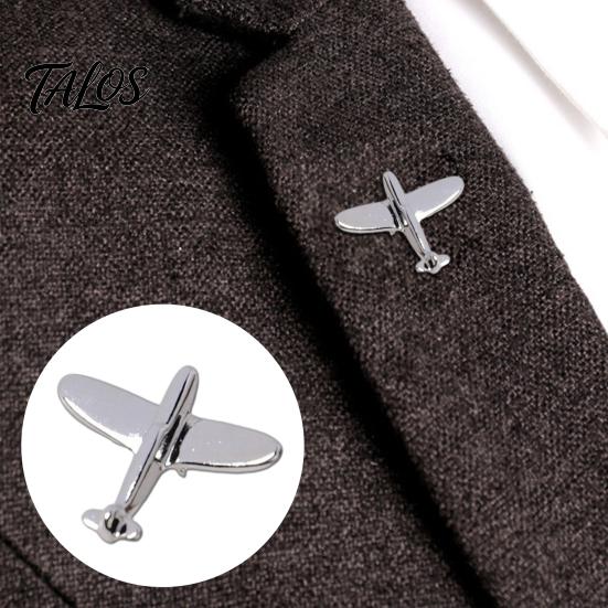 Зажим-брошь для мужского костюма, Булавка на лацкан в виде самолета с застежкой-клипсой, Застежка для шарфа, Гладкий полированный значок из сплава для официального и повседневного ношения