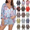 Женский прозрачный шифоновый свободный кардиган-кимоно с цветочным принтом, накидки, солнце