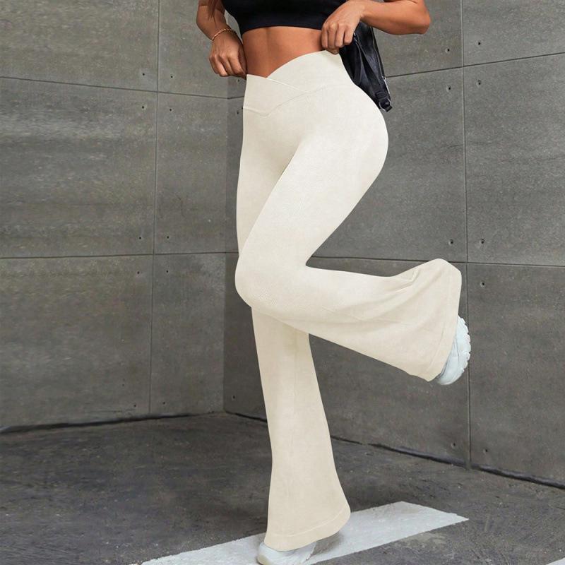 Women High Waist Seamless Flared Yoga Pants Tummy Control Casual Wear