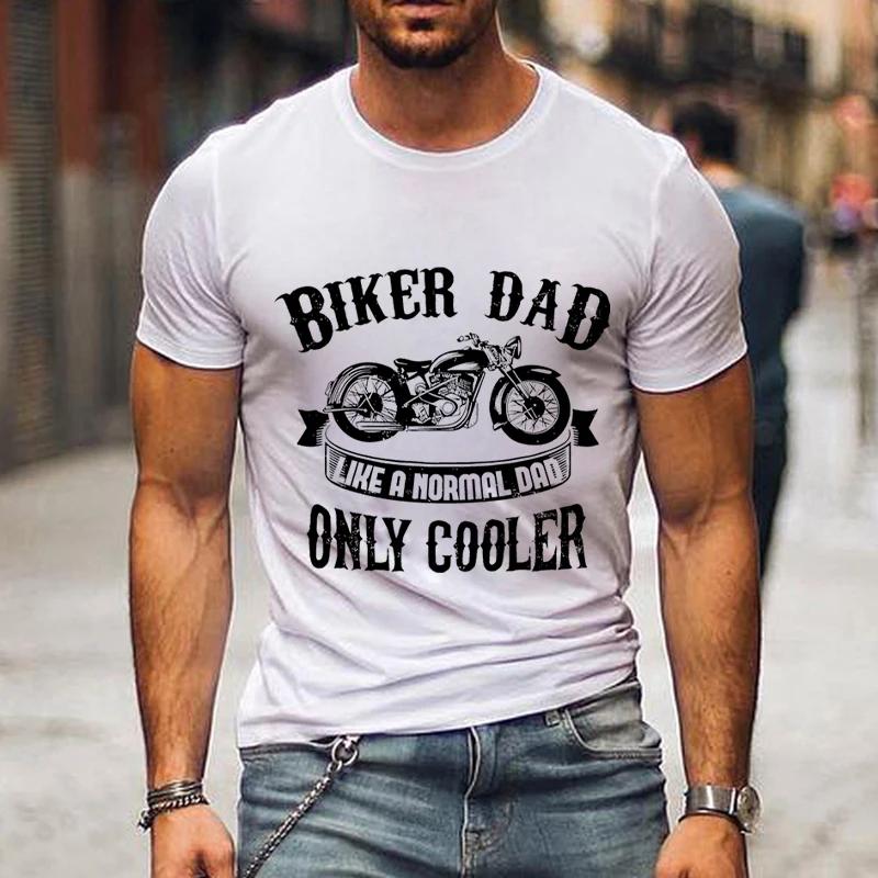Футболка с графическим принтом Biker Dad Only Cooler для мужчин, летняя черная футболка с коротким рукавом в винтажном стиле, забавная модная футболка ко Дню отца для мужчин