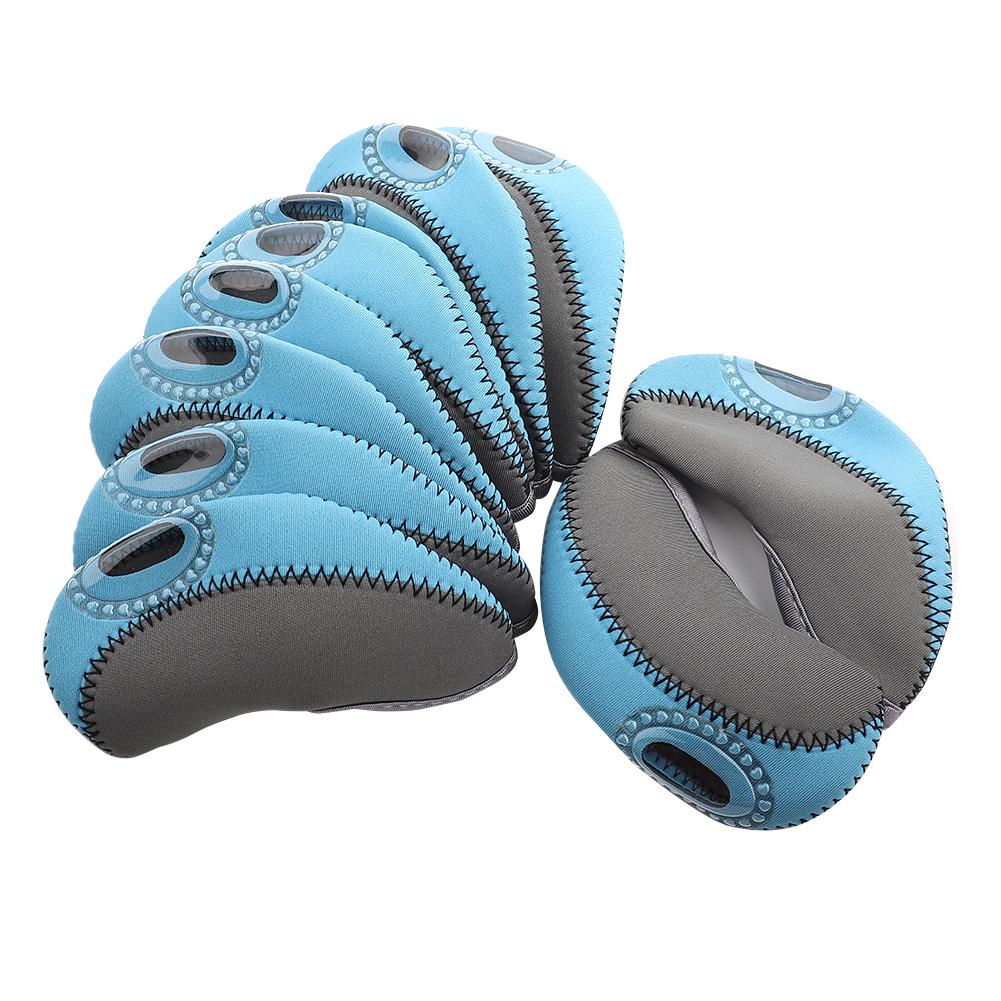 10 шт. набор модных чехлов для клюшек для гольфа, защитный чехол для мяча(Серый Небесно-Голубой)