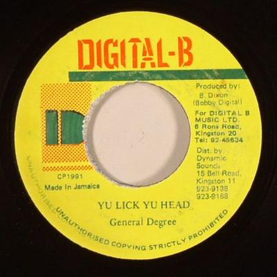7-дюймовая пластинка GENERAL DEGREE - Yu Lick Yu Head НЕТ Цифровой-B 1991 Ямайка Регги, Ска и Даб Б/у