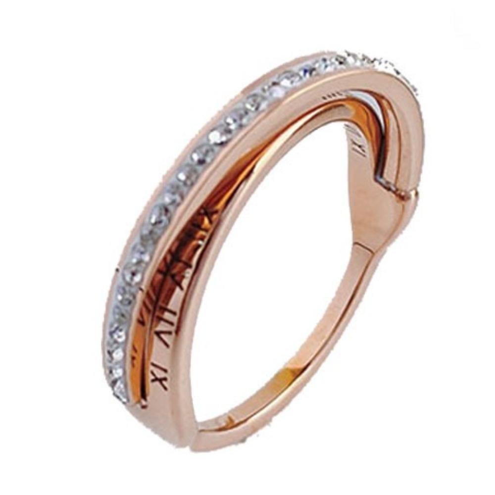 Трендовое кольцо из титановой стали для женщин с бриллиантом, римскими цифрами, с покрытием из розового золота 18 карат, модная бижутерия