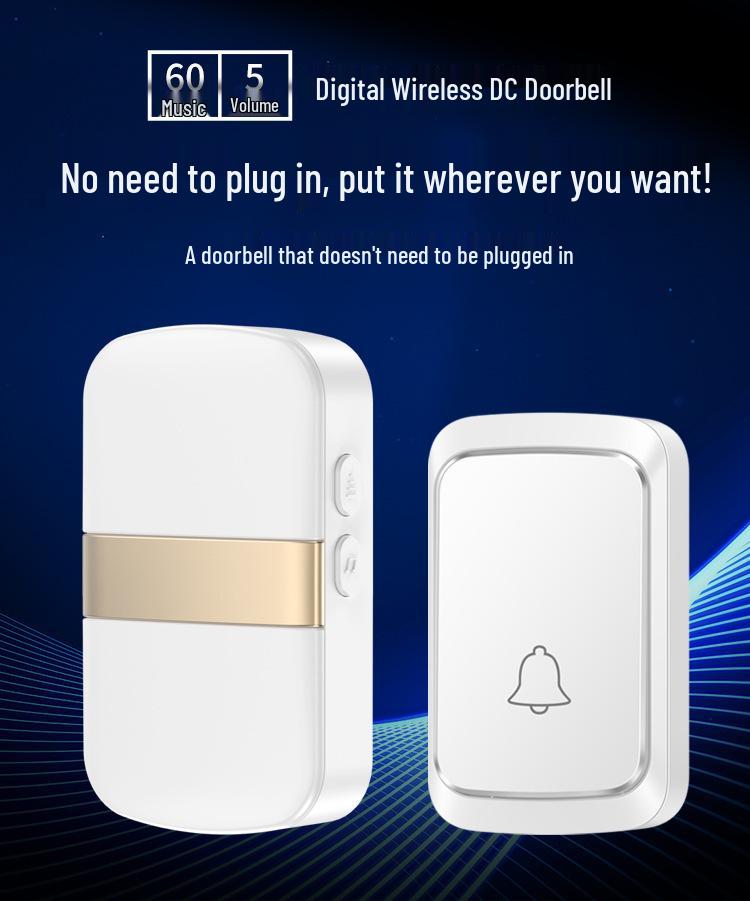 Wireless Plug-Free Doorbell with Remote Control - Long-Range, Battery-Powered, Ideal for Homes & Seniors