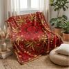 Red Rose Floral Print Theme blanket Lightweight Warm Flannel Blanket Decorative Throw Blanket for Home Decoration