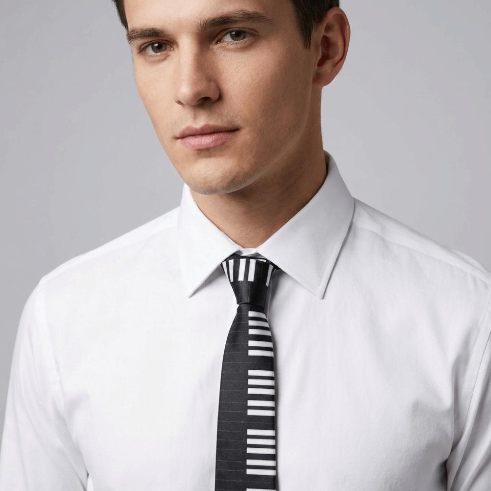 Skinny Men Tie Black Music Tie Classic Piano Necktie  Men