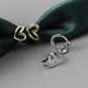 ANENJERY Silver Color Hollow Heart Small Hoop Earrings Geometric French Jewelry Wholesale Dropshipping