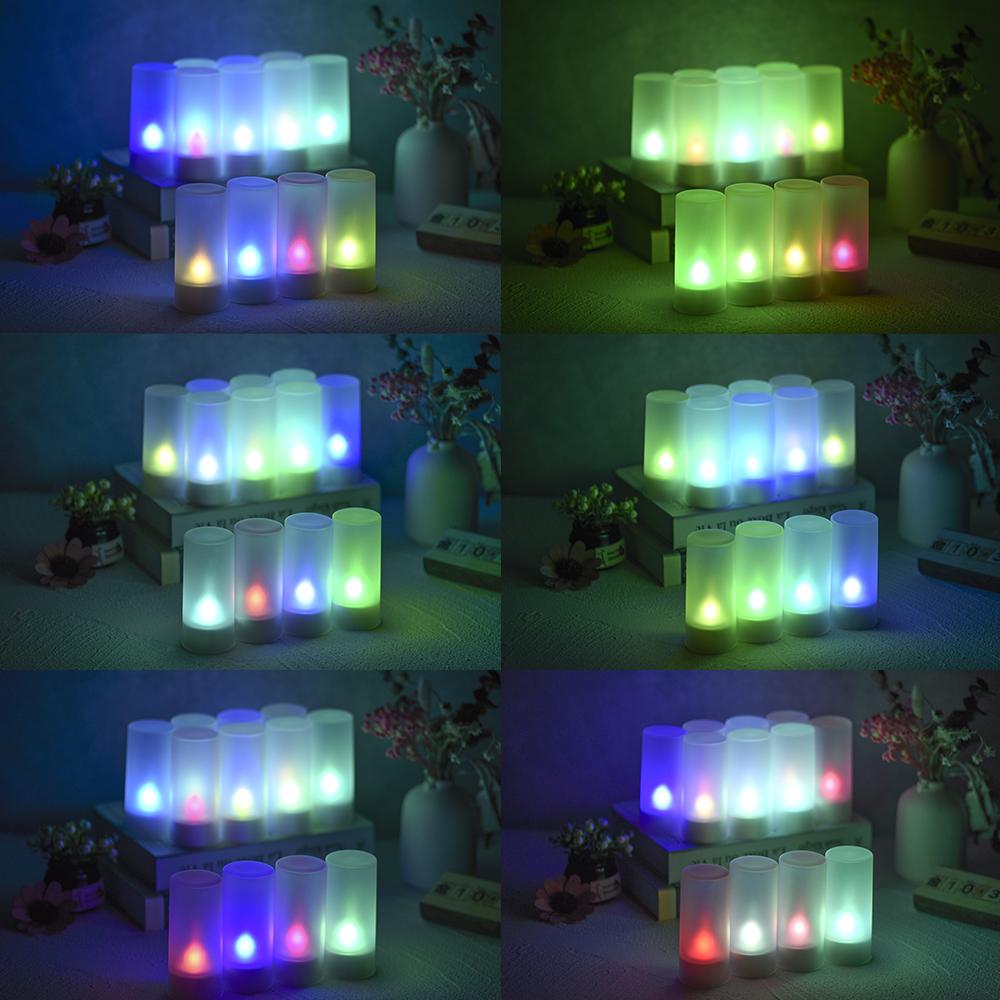 12 PCS Flameless Candles Realistic LED Cordless Tealight Candles 6 Colors Changing with Frosted