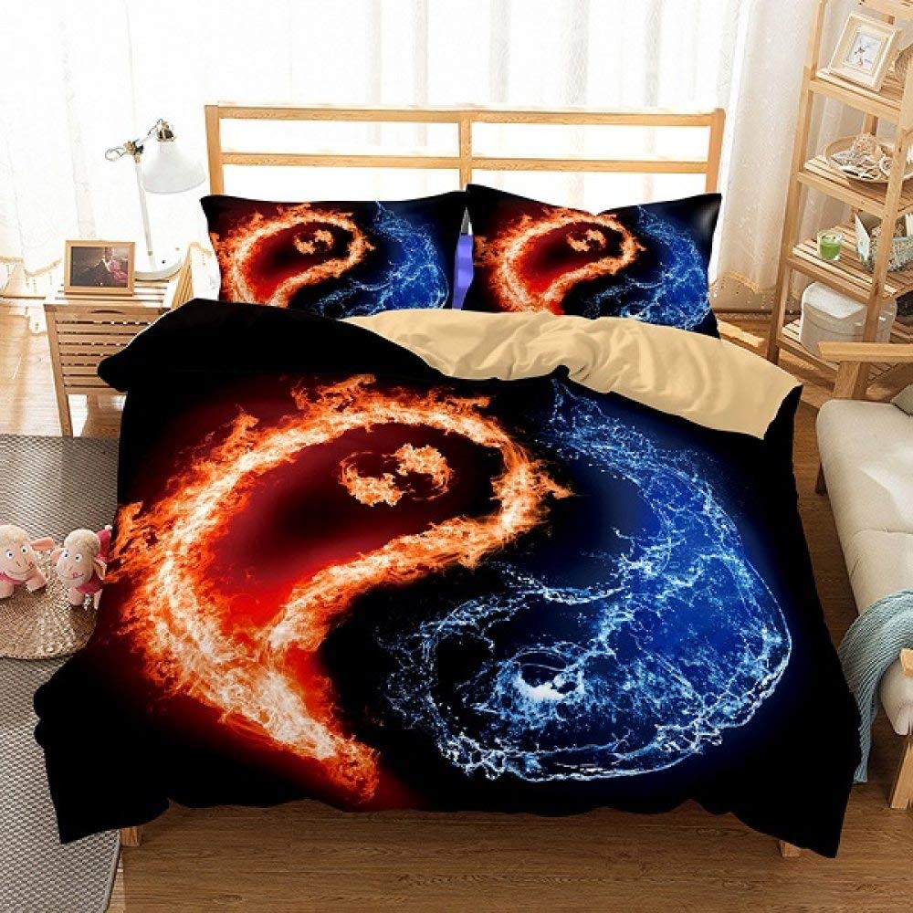 Пододеяльник Yin Yang King Queen Vintage Tai Chi Quilt Cover Комплект постельного белья с гаданиями Oriental Culture Polyester Sheer