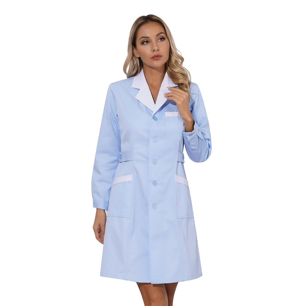 Женский лабораторный халат с длинным рукавом, медицинский халат, платье, униформа, больничная медсестра, врач, халат, платье