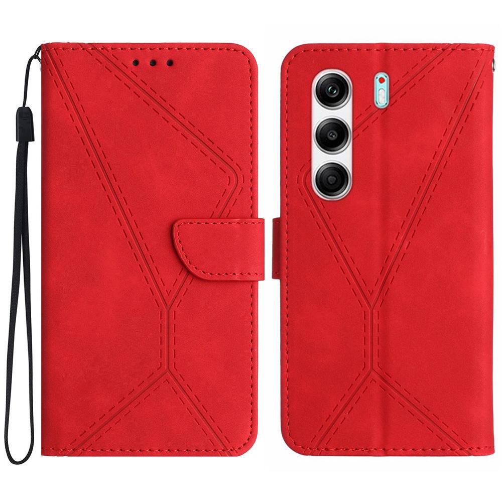 Для TECNO Camon 40 Pro 5G Чехол Кожа Текстурные Линии Отпечатанная ПУ Кожа Книжка Чехол для Телефона