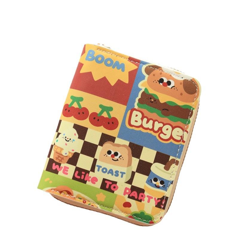 Кошелек для монет в виде милого корейского мультяшного гамбургера - аниме-кошелек на молнии и держатель для карт для студенток (2025)