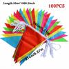 100Pcs Dacron Bunting Banner Triangle Shape Flag Garland New Pennant Banner  Festival Decorations