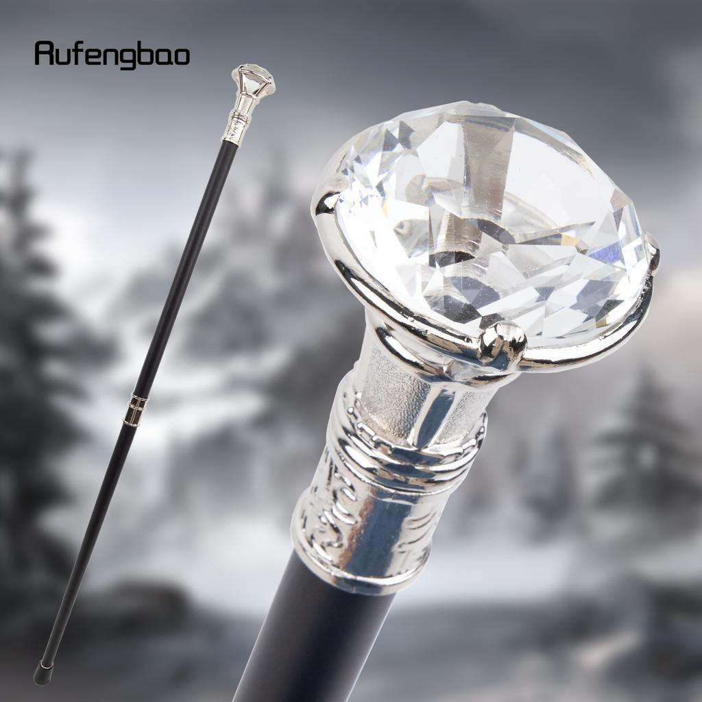 Прозрачная белая трость в форме бриллианта, модная декоративная трость для джентльмена, элегантная трость для косплея, набалдашник, посох 90 см