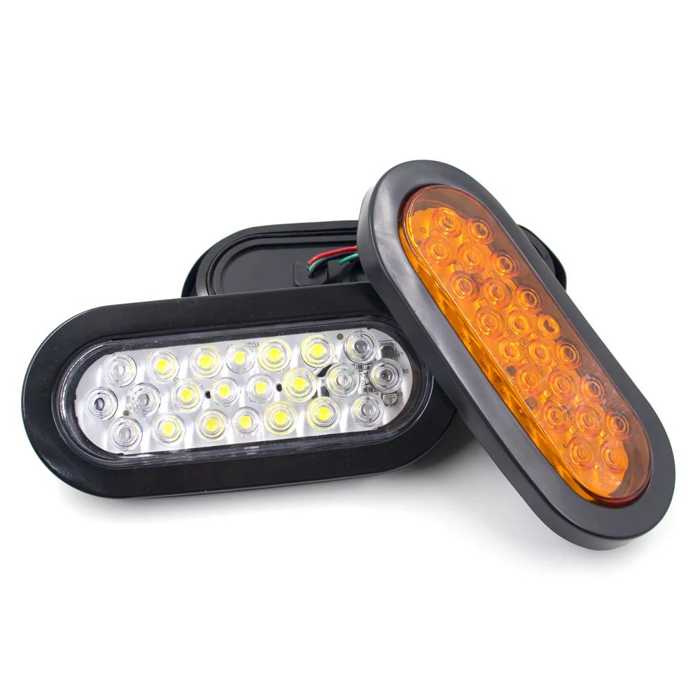 2Pcs 12V 24V Truck Trailer Oval Tail Light Brake LED Rear Lamp For Jeep Pickup Lorry Boat Tractor Van RV UTV UTE Bus Waterproof