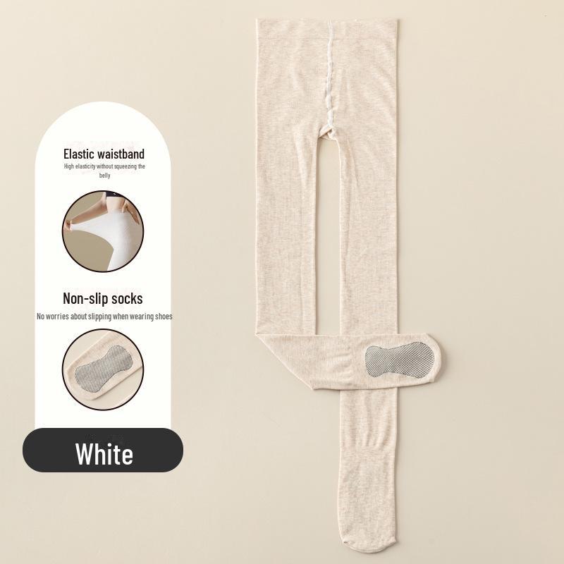 Бежевые женские черные хлопковые леггинсы - Готовые к зиме, Эффект голых ног, Плотные колготки