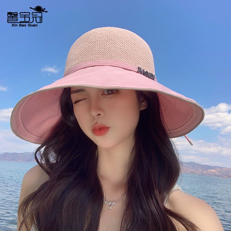 8250 K-style New Arrival Sun Hat Female Casual Fashion Letters Fisherman Hat Standard Sun Hat Tide Patchwork Big Brim Small