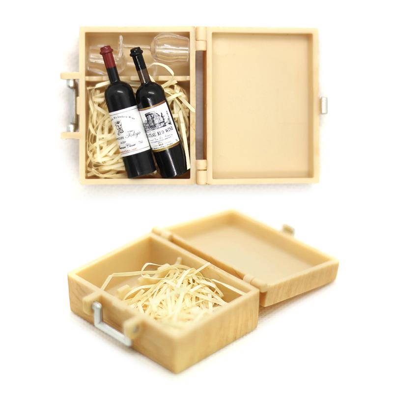 1Комплект 1:12 кукольных домиков, миниатюрная чашка для красного вина, коробка для вина, модель, домашний декор, игрушка