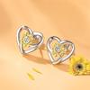 Серьги-гвоздики Huitan Heart Sunflower для женщин, двухцветные, изысканные, женские, в виде любви, необычный подарок на день рождения, новые, эффектные ювелирные изделия