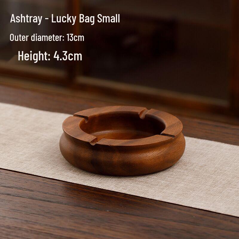 Large South American Walnut Ashtray with Lid - Retro Chinese Style