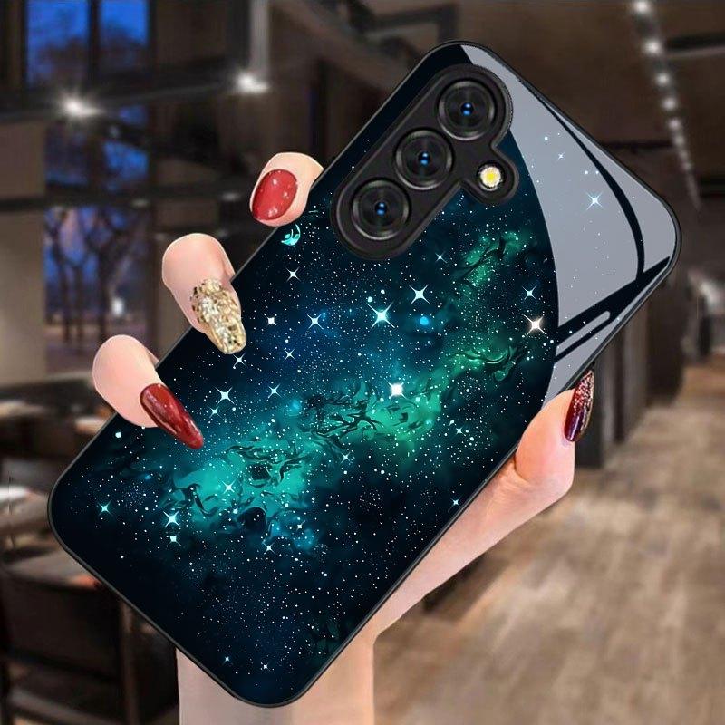 Стеклянный закаленный чехол для телефона с рисунком туманности и звезд, подходит для Samsung Galaxy S26 S25 S24 S22 S21 S20 FE/Ultra/Plus, Жесткий чехол