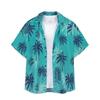 Men's Summer Casual Loose Resort Geometric Print Short Sleeve Top Beach Lapel Shirt
