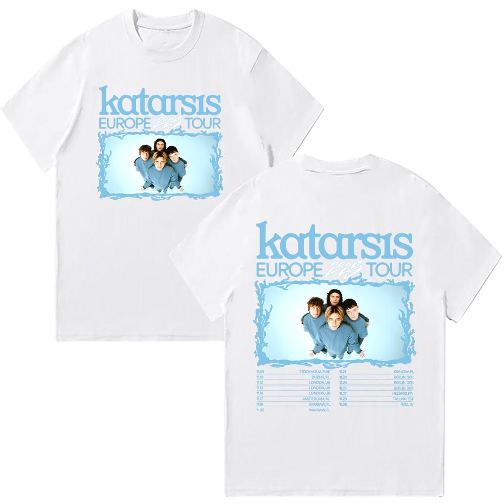 Футболки Katarsis Europe 2025 Tour Футболка группы Katarsis Летняя одежда из чистого хлопка Женская Мужская с коротким рукавом Y2K Повседневная уличная одежда