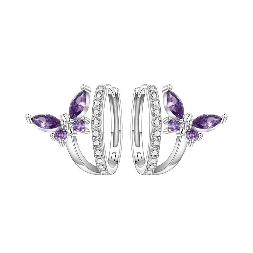 S925 Silver Exquisite Butterfly Hoop Earrings With Sparkling Zircon Dragonfly Design Elegant And Versatile Accessory