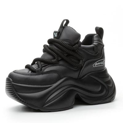 Модные Высококачественные Кроссовки на Платформе-Танкетке 9 см Массивные из Натуральной Кожи Женская Обувь Новые Весенне-Осенние Кроссовки для Ходьбы Вулканизированная Мода