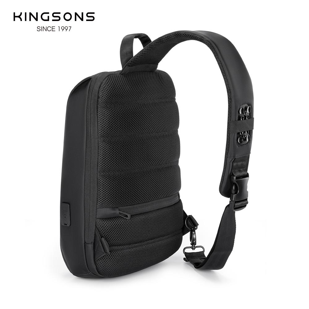 Kingsons Anti-theft Men Chest Bag 14 Inch Laptop Bag Single Shoulder Messenger Bag Waterproof Crossbody Bag With USB Charging Port&TSA Customs Lock