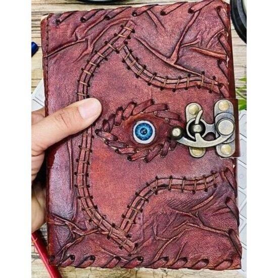 Hocus Pocus Eye Leather Journal Vintage Antique Deckle Edge Sketchbook