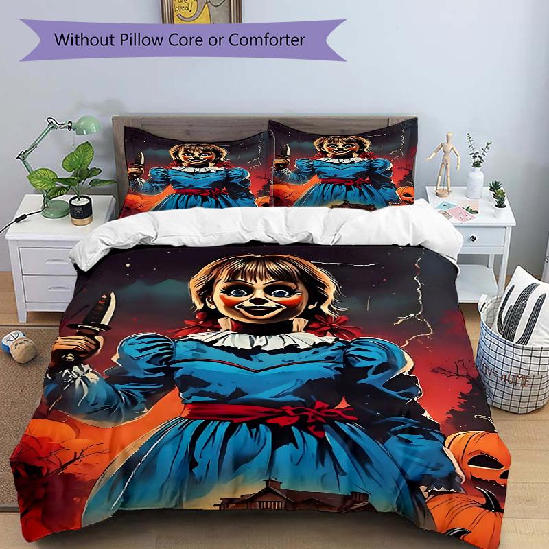 3pcs Annabelle doll Bedding Set: Perfect for Bedroom or Guest Room. Soft and Comfortable with No Core Included yy251009222