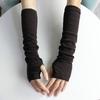 ЖенщиныРаспространенные вязаные длинные варежки без пальцев на запястье, теплые зимние перчатки